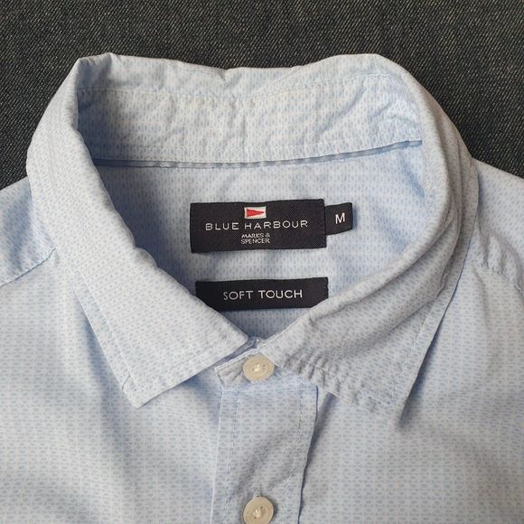 Mens Shirt Marks Spencer Blue Harbour Blue Short Sleeved Uk Medium - Picture 4 of 7
